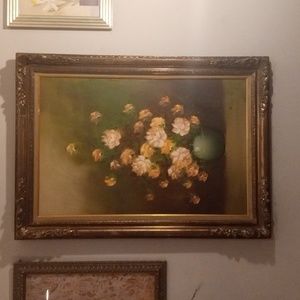 Large Irene Cox oil painting with antique frame